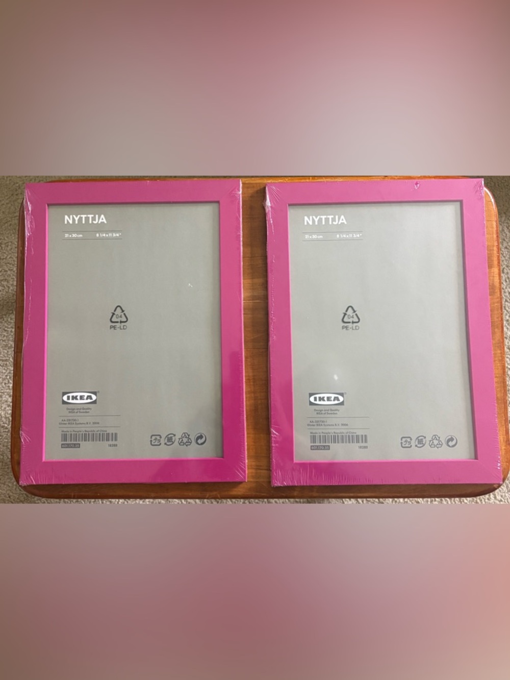 IKEA NYTTJA Hot Pink Picture Frames, Set of 2